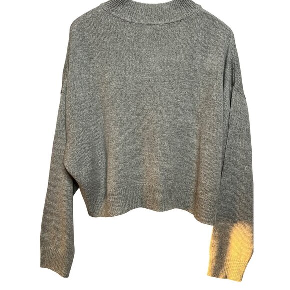 H&M Divided Women L SOFT Cropped Pullover Crewneck Gray Knit Sweater Oversized - Picture 2 of 16